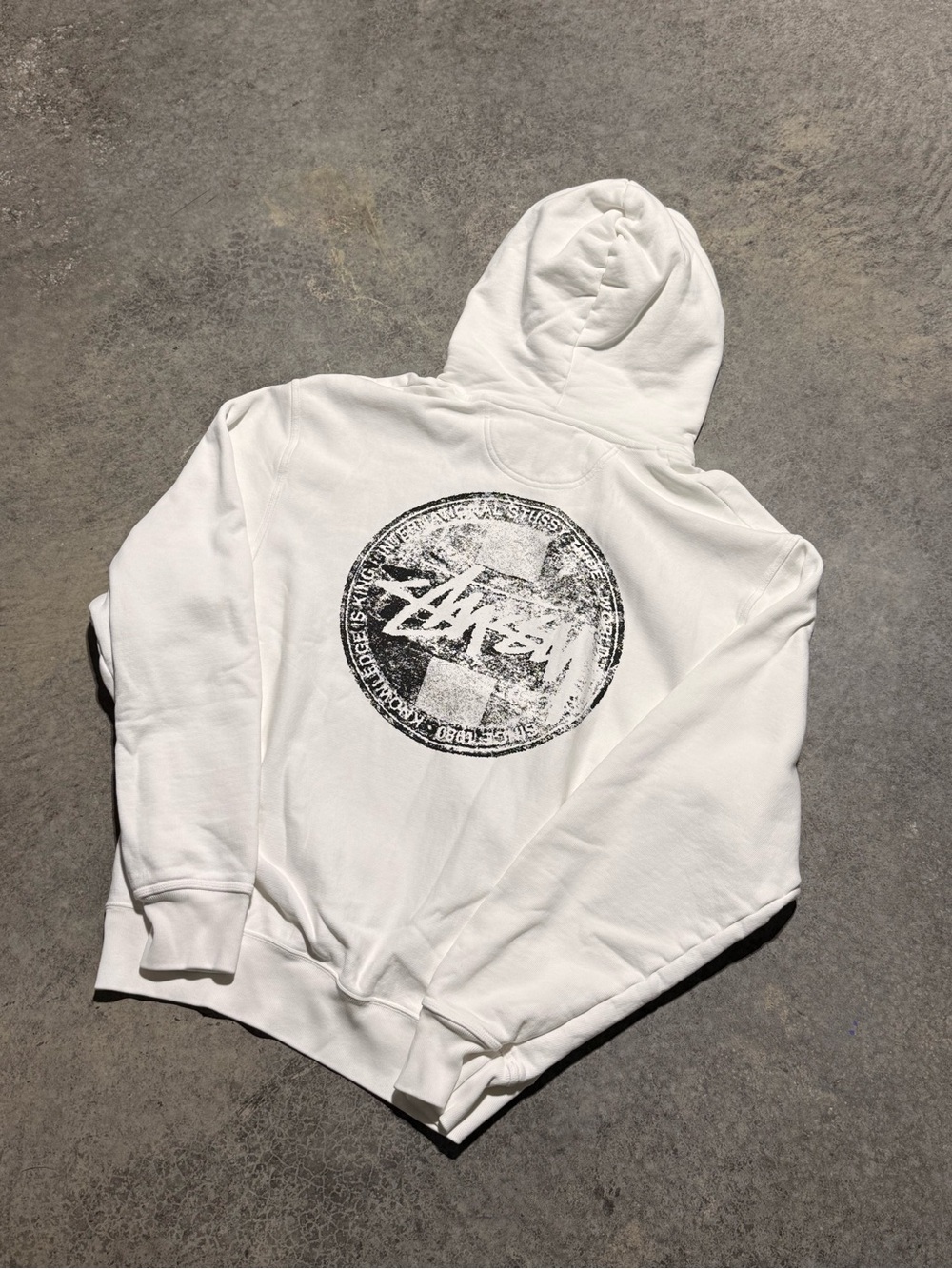 Stussy Cream Pullover Hoodie with Chest Logo - Picture 5 of 6